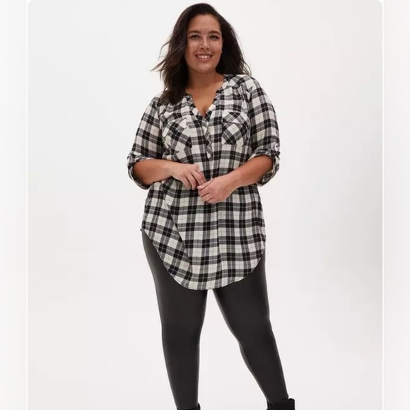 Torrid Plaid Harper Georgette Pullover 3/4 Sleeve Tunic Blouse Plus size 2 (2X) - Picture 1 of 12